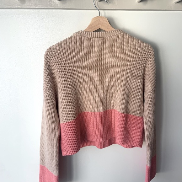 525, tan and pink 100%cotton XS cropped knit sweater - Picture 8 of 11